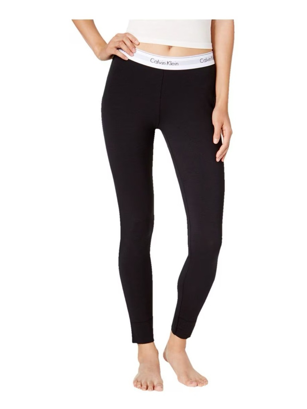 Calvin Klein Black Logo-Waist Leggings